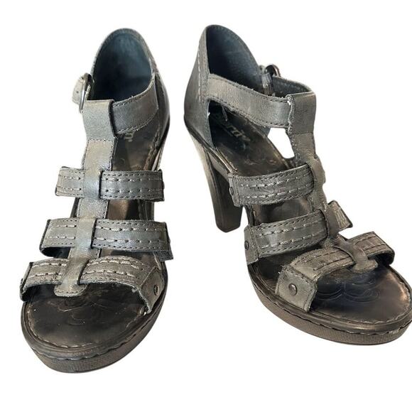 Born Women's Strappy Heeled Sandals Gray Floral Size 8 - Picture 1 of 9